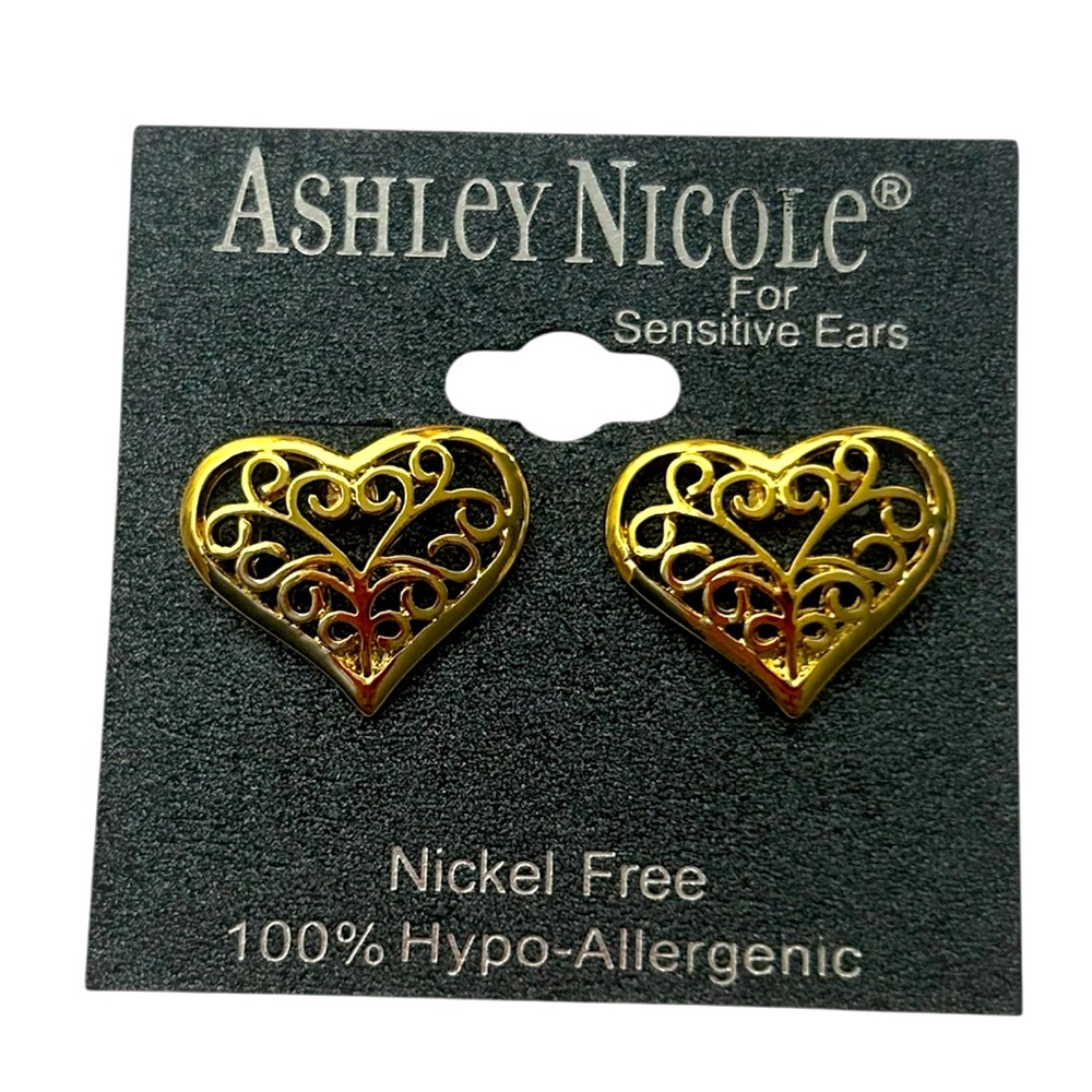 Ashley Nicole Heart Trellis Earrings For Sensitive Ears